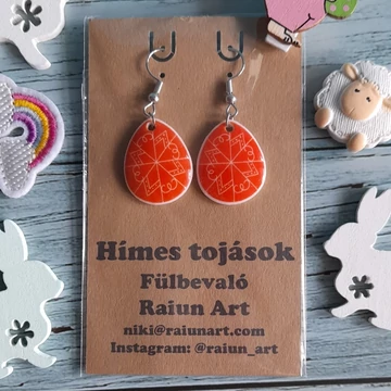 narancssárga kantáros mintájú fülbevaló