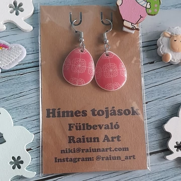 rózsaszín rózsás mintájú fülbevaló