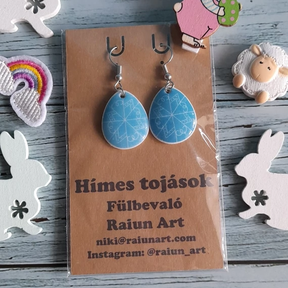 kék kantáros mintájú fülbevaló