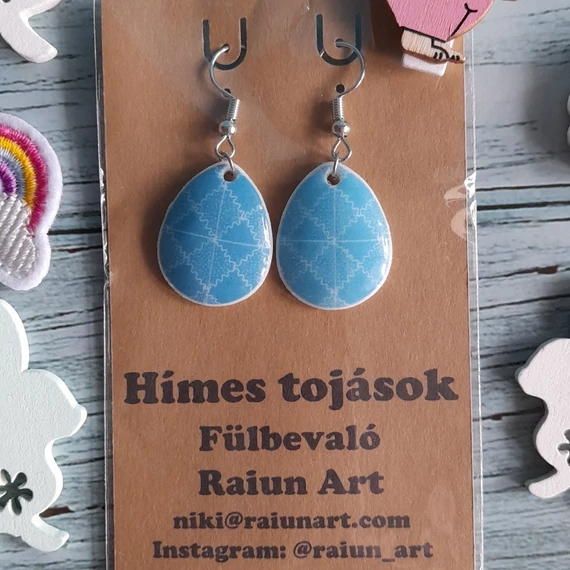 kék szántó mintájú fülbevaló