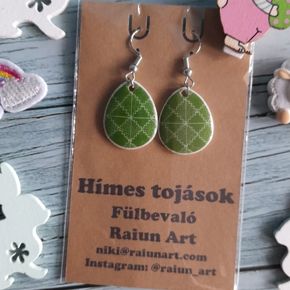 zöld szántó mintájú fülbevaló