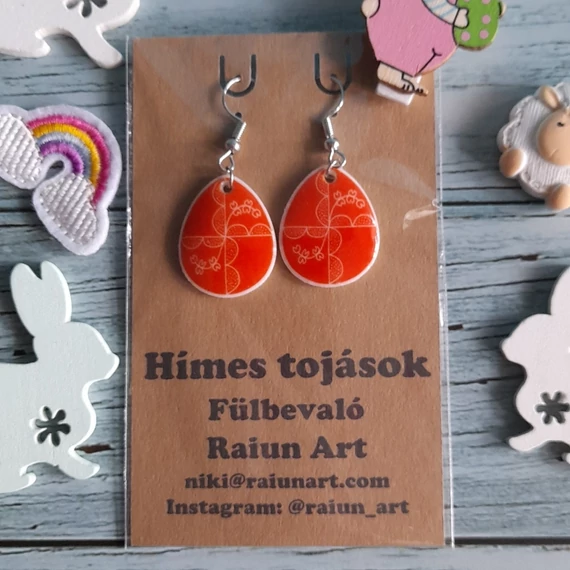 narancssárga gyöngyvirágos mintájú fülbevaló