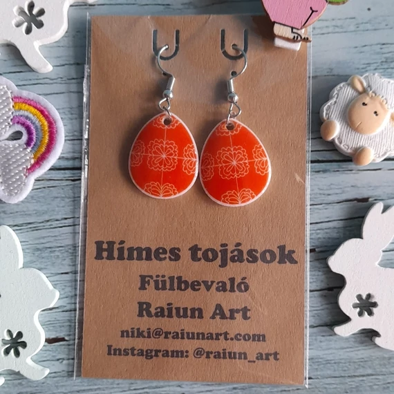 narancssárga rózsás mintájú fülbevaló