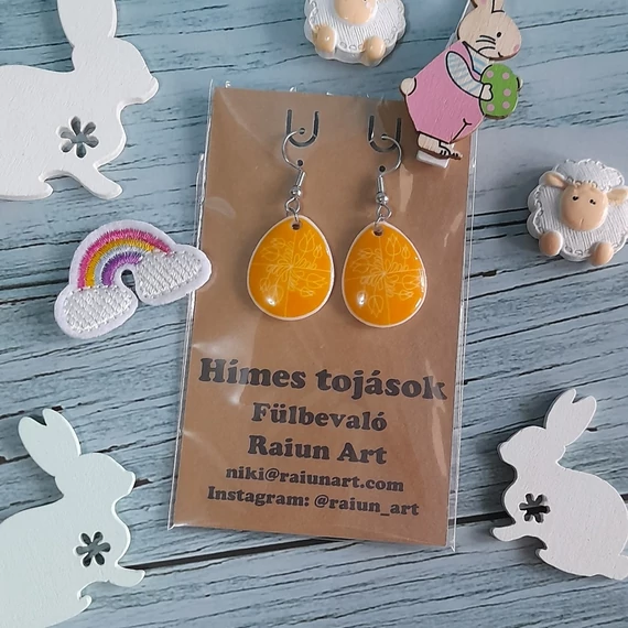sárga tulipános mintájú fülbevaló